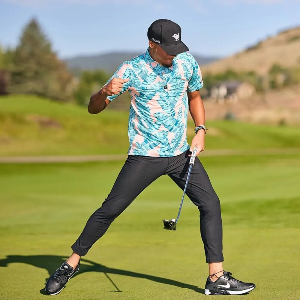 BAD BIRDIE Blue Steel Tropical Polo